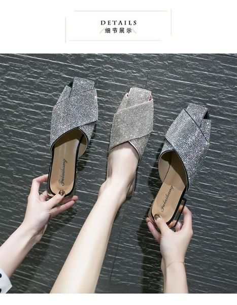 new half slippers women's summer wear fashion all-match student flat crystal slipper, Black;red
new half slippers women's summer wear fashion all-match student flat crystal slipper, Black;red