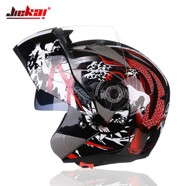 

jiekai motorcycle helmet men motocross helmet full face moto helmets double lens motorbike filp up modular riding casco moto