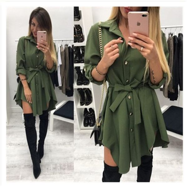 fashion trend tie waist shirt casual dress women autumn wrap dress long sleeve turn down collar short mini dresses, Black;gray
fashion trend tie waist shirt casual dress women autumn wrap dress long sleeve turn down collar short mini dresses, Black;gray