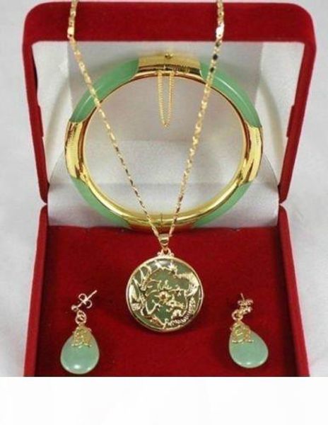 charming green jade dragon phoenix pendants necklace earring bracelet set, Black
charming green jade dragon phoenix pendants necklace earring bracelet set, Black