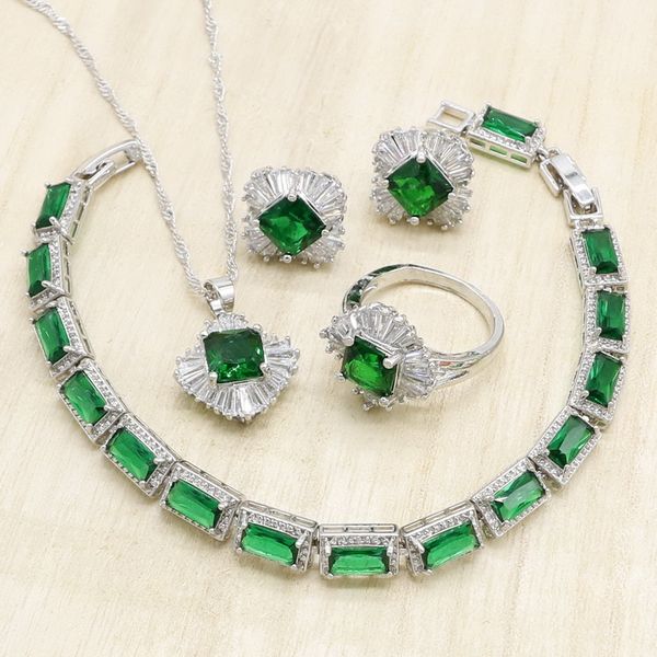 geometric green semi-precious silver jewelry sets for women bracelet necklace pendant stud earrings ring birthday bridal jewelry
geometric green semi-precious silver jewelry sets for women bracelet necklace pendant stud earrings ring birthday bridal jewelry