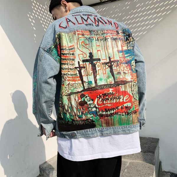 devil hand painted printing men denim jacket cartoon graffiti print loose coats vintage hip hop leisure outerwear l290, Black;brown
devil hand painted printing men denim jacket cartoon graffiti print loose coats vintage hip hop leisure outerwear l290, Black;brown