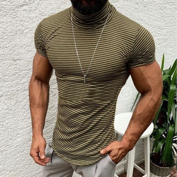 men - slim white t-shirt pinstripe for short wear black high sleeve collar men summer youth tees cotton fashion nxhxc
men - slim white t-shirt pinstripe for short wear black high sleeve collar men summer youth tees cotton fashion nxhxc