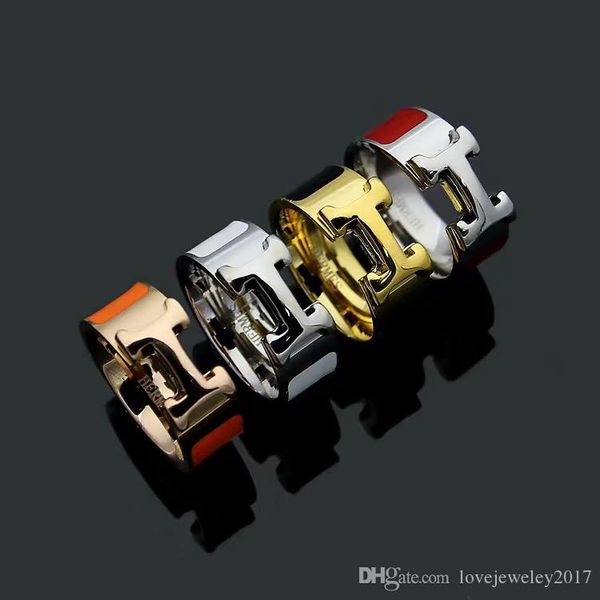 luxury designer jewelry women rings black white red orange h couple rings titanium steel rose gold bague engagement rings for women and men, Silver
luxury designer jewelry women rings black white red orange h couple rings titanium steel rose gold bague engagement rings for women and men, Silver