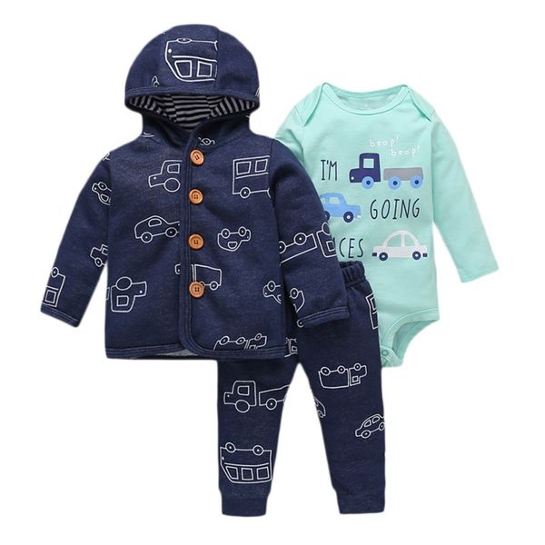 cartoon trousers bodysuit hooded jacket baby's sets three-piece pants long-sleeed coat romper boys cotton combed cotton unisex, White
cartoon trousers bodysuit hooded jacket baby's sets three-piece pants long-sleeed coat romper boys cotton combed cotton unisex, White