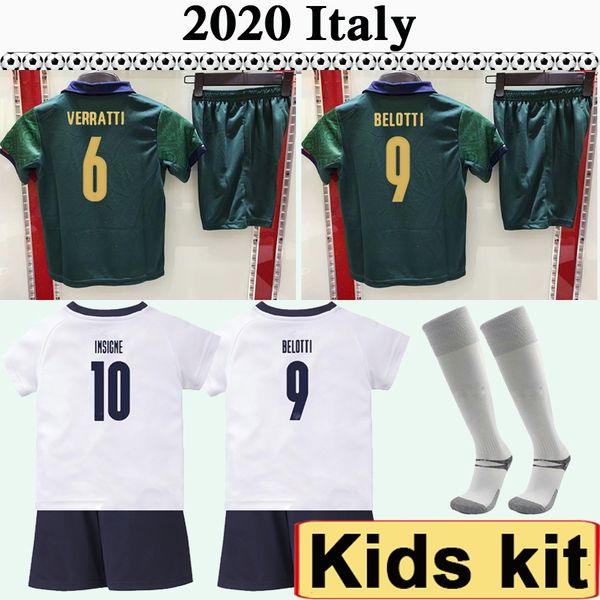 

2020 kids kit soccer jerseys bernardeschi insigne verratti chiellini el shaarawy 3rd football shirts italy european cup belotti bonucci, Black