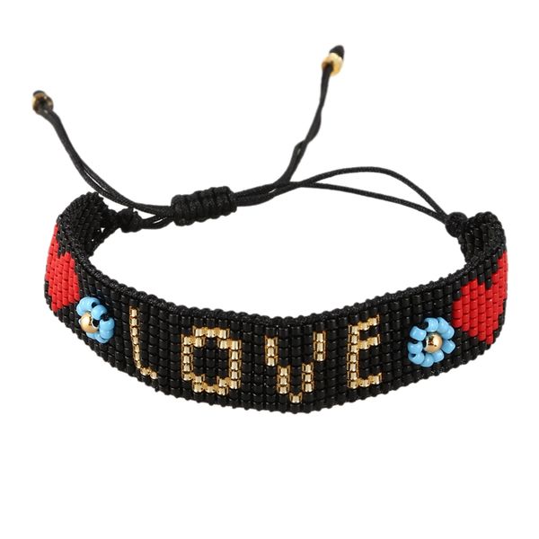 bracelet for women 3d flower love jewelry friends cuff bracelets handmade beads, Black