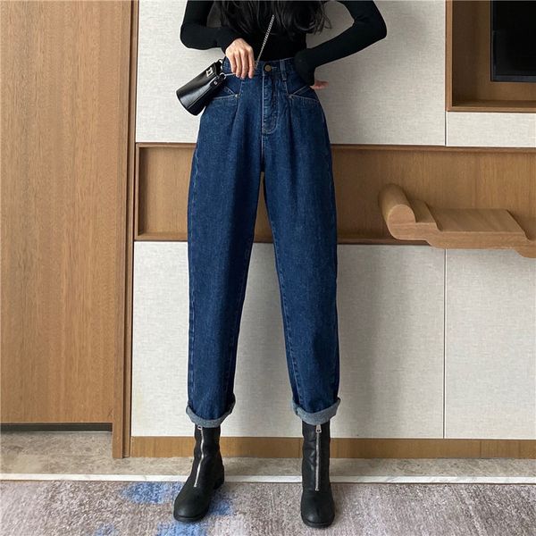 ead high waist denim female 2019 autumn and winter new korean version of the loose high casual wild trousers, Blue
ead high waist denim female 2019 autumn and winter new korean version of the loose high casual wild trousers, Blue