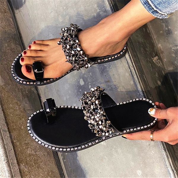 european and american large size crystal toe covering slipper women's 2020 summer new flat outside beach slippers, Black
european and american large size crystal toe covering slipper women's 2020 summer new flat outside beach slippers, Black