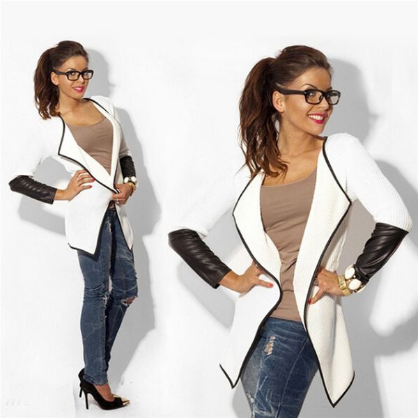 autumn thin cardigan jacket women casual knitted sweater coat pu leather patchwork slim outwear female jacket, Black;brown
autumn thin cardigan jacket women casual knitted sweater coat pu leather patchwork slim outwear female jacket, Black;brown