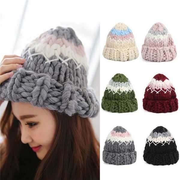 women's patchwork color handmade beanies wool hat fashion korean style autumn winter thick warm caps casual curling knitted hats, Blue;gray
women's patchwork color handmade beanies wool hat fashion korean style autumn winter thick warm caps casual curling knitted hats, Blue;gray