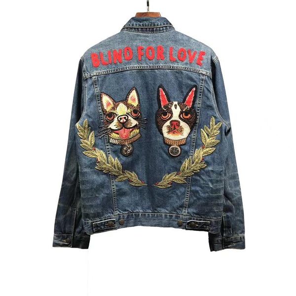 18ss gc1 double dog head blind for love denim jacket new vintage street embroidery fashion casual men and women lovers jacket hfssjk033, Black;brown
18ss gc1 double dog head blind for love denim jacket new vintage street embroidery fashion casual men and women lovers jacket hfssjk033, Black;brown
