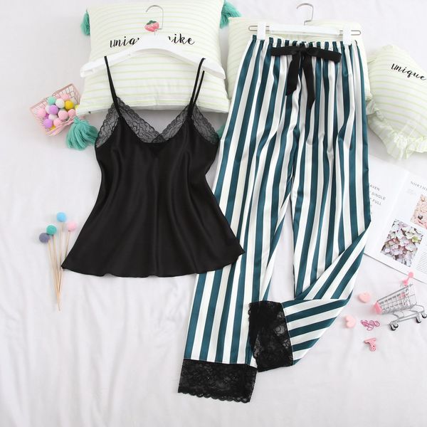 women pajamas sets bowknot pijama sleepwear women pyjama femme satin ladies nightwear lace striped sleep lounge female, Black;red
women pajamas sets bowknot pijama sleepwear women pyjama femme satin ladies nightwear lace striped sleep lounge female, Black;red