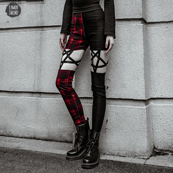 pentagram black pants gothic cool slim high waist zipper plaid thin color red plaid hollow punk style pencil pants, Black;white
pentagram black pants gothic cool slim high waist zipper plaid thin color red plaid hollow punk style pencil pants, Black;white