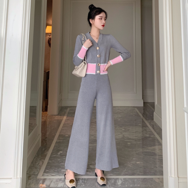 2019 autumn elegant hit color two piece set single breasted cardigan + wide leg pant women's set elastic clothing aq836, White;black
2019 autumn elegant hit color two piece set single breasted cardigan + wide leg pant women's set elastic clothing aq836, White;black