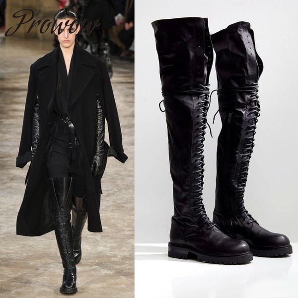 prowow black new genuine leather over the knee high thigh high boots round toe lace up low heel winter warm boots shoes women
prowow black new genuine leather over the knee high thigh high boots round toe lace up low heel winter warm boots shoes women