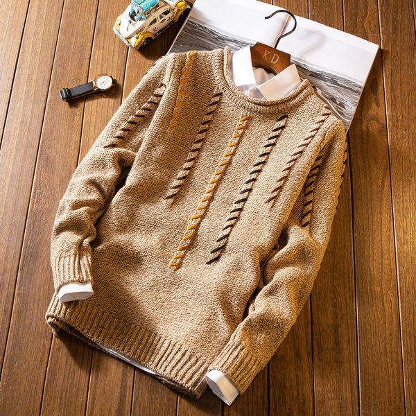 men's 2020 autumn round neck pullover sweater trend of young people to learn knitting bottoming sweater loose, White;black
men's 2020 autumn round neck pullover sweater trend of young people to learn knitting bottoming sweater loose, White;black