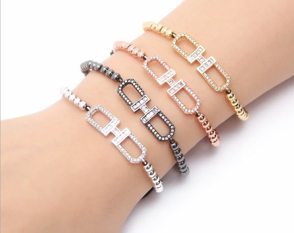 gold silver micro pave cz cubic zirconia rope adjusted copper beads bracelet tgrf434 letters h charm braided bangles women, Black
gold silver micro pave cz cubic zirconia rope adjusted copper beads bracelet tgrf434 letters h charm braided bangles women, Black