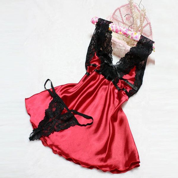 nightwear women underwear sleepwear lace dress g-string sleeveless deep v silk sleepdress satin babydoll, Red;black
nightwear women underwear sleepwear lace dress g-string sleeveless deep v silk sleepdress satin babydoll, Red;black