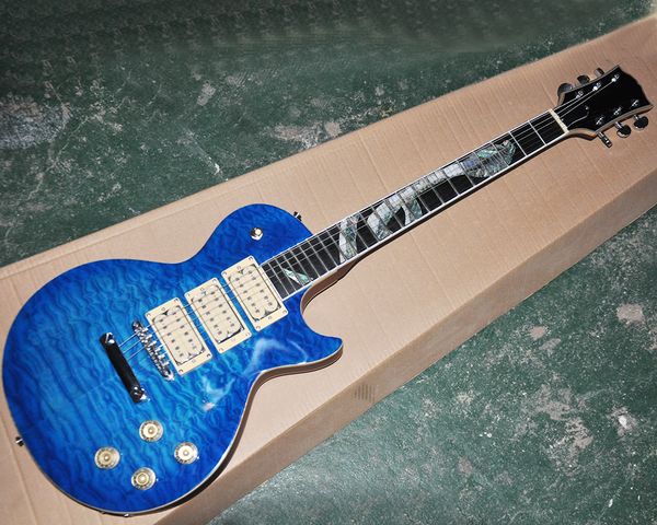factory wholesale blue electric guitar with flame maple veneer,humbuckers pickups,abalone inlay,offering customized services
factory wholesale blue electric guitar with flame maple veneer,humbuckers pickups,abalone inlay,offering customized services