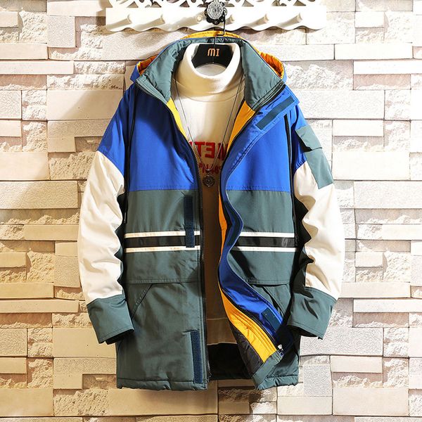 men's stitching coat new trend printing sports casual long padded jackets men thick hat windproof hooded men parka pockets coats, Black
men's stitching coat new trend printing sports casual long padded jackets men thick hat windproof hooded men parka pockets coats, Black
