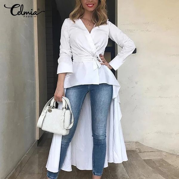 stylish celmia 2020 spring women v-neck irregular hem blouses long sleeve tunic elegant office belted long shirts blusas 7, White
stylish celmia 2020 spring women v-neck irregular hem blouses long sleeve tunic elegant office belted long shirts blusas 7, White