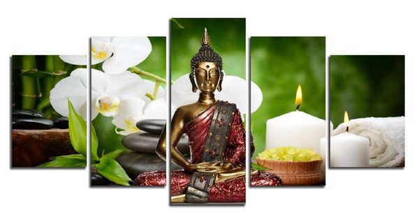 5 pieces canvas print modern fashion wall art the white orchid candles buddha landscape for home decoration no frame
5 pieces canvas print modern fashion wall art the white orchid candles buddha landscape for home decoration no frame