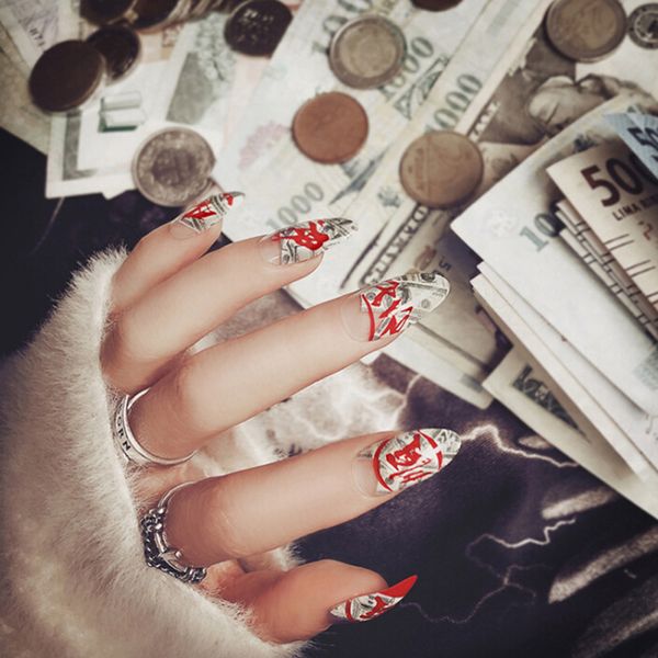 24pcs acrylic french design false nails full cover nail tips fake nails art new, Red;gold
24pcs acrylic french design false nails full cover nail tips fake nails art new, Red;gold