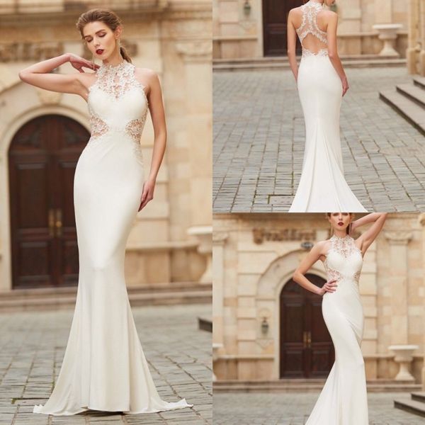 2019 beach mermaid wedding dresses high colloar lace appliques bridal gowns vestidos de noiva boho wedding dress cheap, White
2019 beach mermaid wedding dresses high colloar lace appliques bridal gowns vestidos de noiva boho wedding dress cheap, White