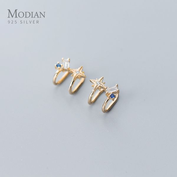 modian fashion punch-earring for women authentic 925 sterling silver shining zircon stars clips earring fine jewelry, Golden;silver
modian fashion punch-earring for women authentic 925 sterling silver shining zircon stars clips earring fine jewelry, Golden;silver