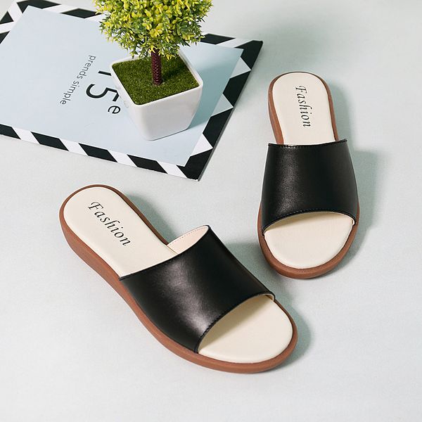 summer fashion flats non-slip comfortable genuine leather indoor shoes solid color women beach slippers mx200425, Black
summer fashion flats non-slip comfortable genuine leather indoor shoes solid color women beach slippers mx200425, Black