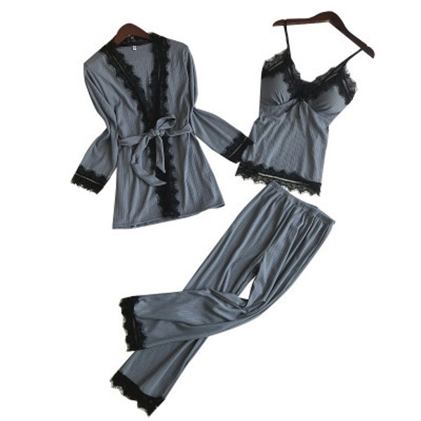 daeyard cotton women pajamas sets with chest pads spring lace pyjamas female sleepwear nightwear 3 pieces elegant home wear, Black;red
daeyard cotton women pajamas sets with chest pads spring lace pyjamas female sleepwear nightwear 3 pieces elegant home wear, Black;red