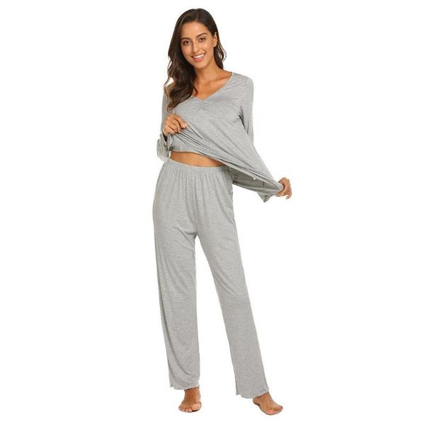 women v-neck long sleeve solid ruched elastic waist slim pajamas set nightwear height 176cm bust 85cm 60cm hip 90cm, Blue;gray
women v-neck long sleeve solid ruched elastic waist slim pajamas set nightwear height 176cm bust 85cm 60cm hip 90cm, Blue;gray