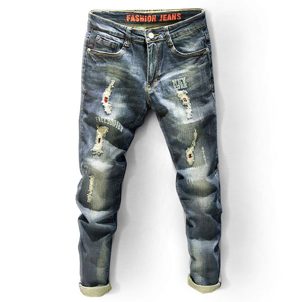 men's jeans ripped stretch slim fit pencil pants korean style fashion regular destroy print cotton jean, Blue
men's jeans ripped stretch slim fit pencil pants korean style fashion regular destroy print cotton jean, Blue