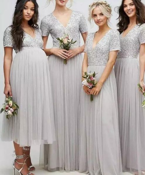 glittering sliver sequins bridesmaids dresses v neck short sleeves tulle empire pleated maternity bridesmaid prom evening party dress, White;pink
glittering sliver sequins bridesmaids dresses v neck short sleeves tulle empire pleated maternity bridesmaid prom evening party dress, White;pink