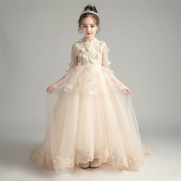 lovely tulle champange flower girl dresses for weddings high neck sleeves sweep train applique communion dress girls pageant gowns
lovely tulle champange flower girl dresses for weddings high neck sleeves sweep train applique communion dress girls pageant gowns