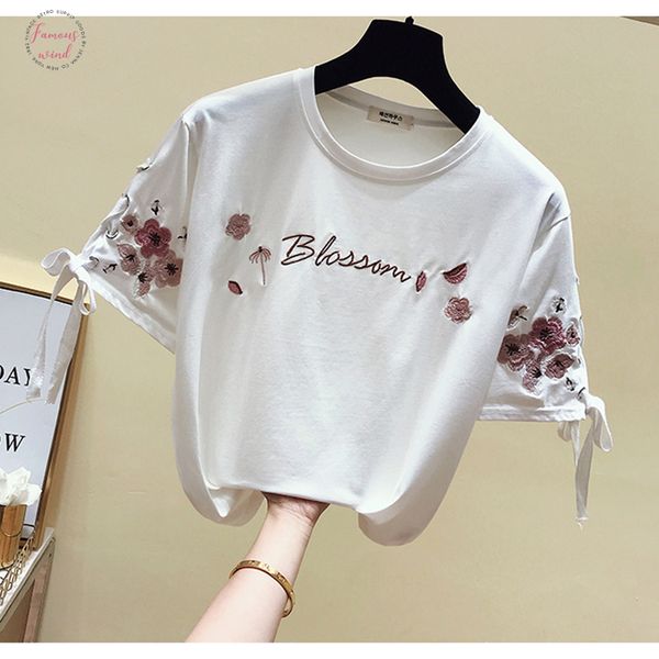 2019 new summer floral tees woman funny letter embroidery t shirt women black white o neck cotton t shirt femme
2019 new summer floral tees woman funny letter embroidery t shirt women black white o neck cotton t shirt femme