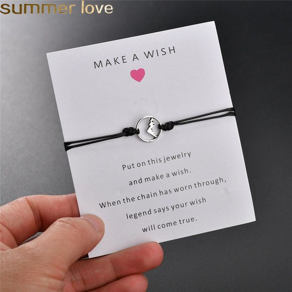 new make a wish card bracelet simple elegant 6 color wax rope adjustable chain mountain shape pendant woven bracelets for women girls, Golden;silver
new make a wish card bracelet simple elegant 6 color wax rope adjustable chain mountain shape pendant woven bracelets for women girls, Golden;silver