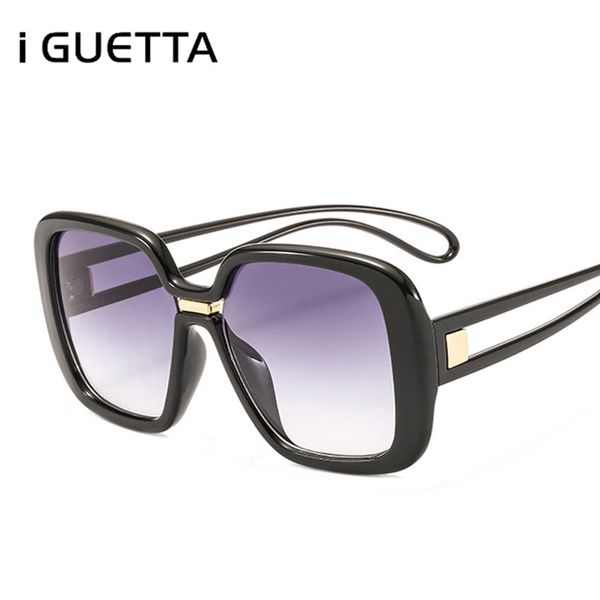 

iguetta square sunglasses women 2019 vintage big frame gradient sun glasses shades for women fashionable oculos de sol pu-187, White;black