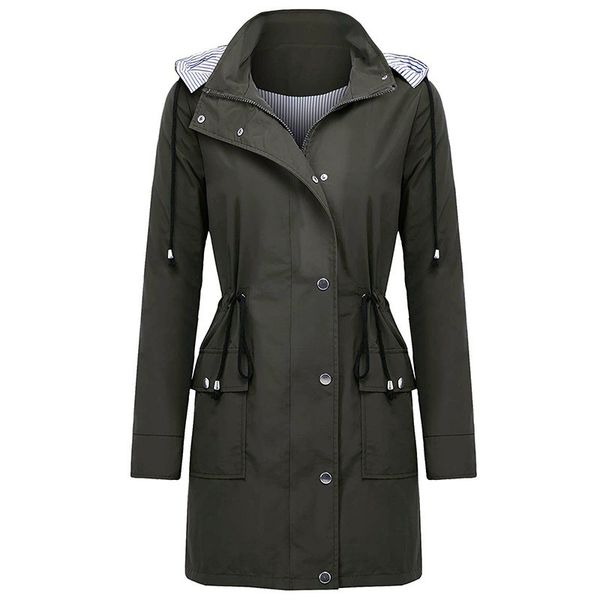 autumn women outdoor hooded windbreaker slim coat waterproof outerwear casual drawstring waist coats solid trench overcoat, Tan;black
autumn women outdoor hooded windbreaker slim coat waterproof outerwear casual drawstring waist coats solid trench overcoat, Tan;black