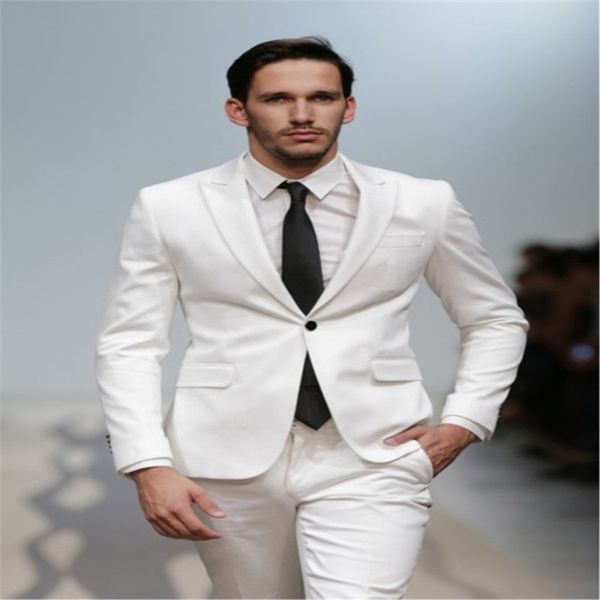 one button ivory white men's suits for wedding 2 pieces (jacket + pants) latest creations casual custom made married blazer, White;black
one button ivory white men's suits for wedding 2 pieces (jacket + pants) latest creations casual custom made married blazer, White;black