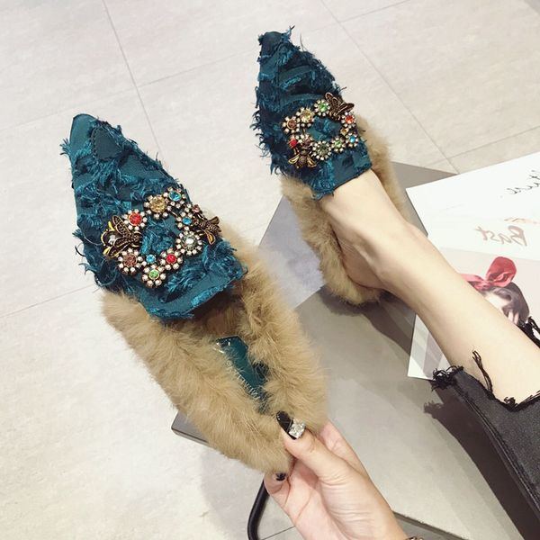baotou half slippers colorful adornment metal buckle pointed toe fur muller shoes 2019 autumn and winter wear fashion shoes, Black
baotou half slippers colorful adornment metal buckle pointed toe fur muller shoes 2019 autumn and winter wear fashion shoes, Black