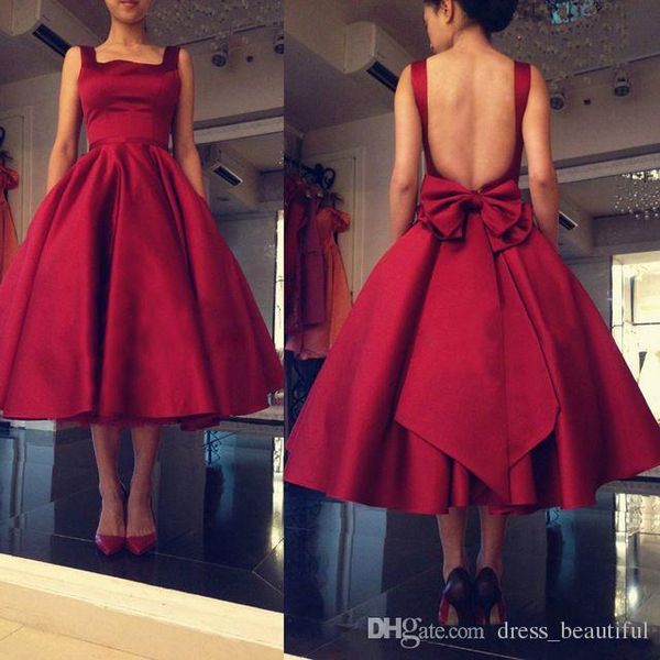 tea length prom dresses spaghetti backless burgundy red draped short women formal occasion party dress dress gowns custom made, Black
tea length prom dresses spaghetti backless burgundy red draped short women formal occasion party dress dress gowns custom made, Black