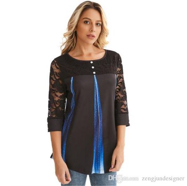 womens spring new designer lace tshirts long sleeve crew neck floral print female summer clothing casual apparel, White