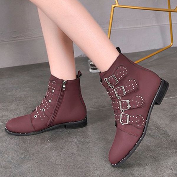 rimocy vintage rivet buckle ankle boots for women autumn winter flock low heel botas mujer fashion casual zipper shoes woman, Black
rimocy vintage rivet buckle ankle boots for women autumn winter flock low heel botas mujer fashion casual zipper shoes woman, Black