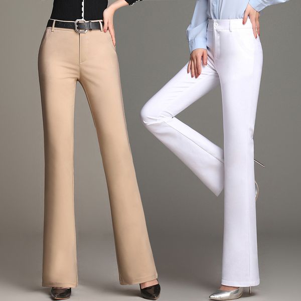 office lady work pants high waist white flared pants slim straight overalls black trousers women casual women, Black;white
office lady work pants high waist white flared pants slim straight overalls black trousers women casual women, Black;white