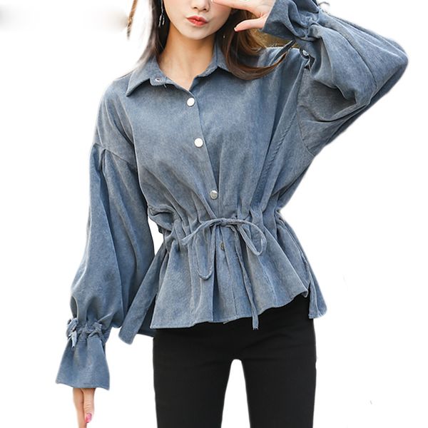 corduroy korean flare sleeve women shirts casual elastic sleeve loose elastic belt plus size high quality, White
corduroy korean flare sleeve women shirts casual elastic sleeve loose elastic belt plus size high quality, White