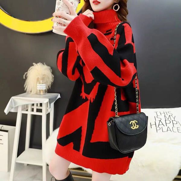 knitted christmas high collar women's sweater winter print thicken female pullover long sleeve casual lady sweaters, White;black
knitted christmas high collar women's sweater winter print thicken female pullover long sleeve casual lady sweaters, White;black