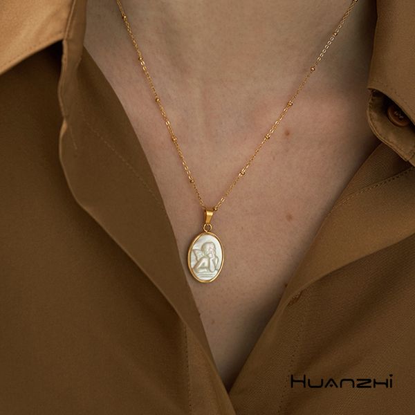 huanzhi 2020 natural shell cupid portrait necklaces gold beaded chain necklaces for women french ellipse jewelry, Silver
huanzhi 2020 natural shell cupid portrait necklaces gold beaded chain necklaces for women french ellipse jewelry, Silver