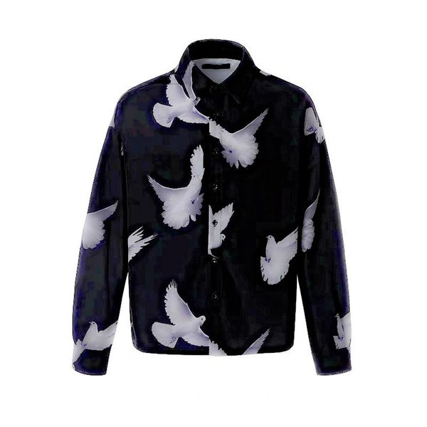 19ss male designer white dove shirt silk business street casual aps mens and womens luxury long sleeves new fashion, White;black
19ss male designer white dove shirt silk business street casual aps mens and womens luxury long sleeves new fashion, White;black